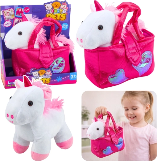 Plys-unicorn i hvid håndtaske 25 cm