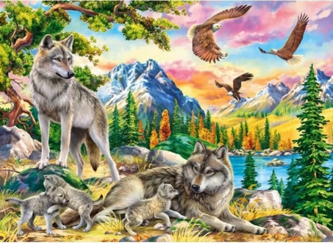 Puzzle CASTORLAND « Famille de loups et aigles » 300 pièces