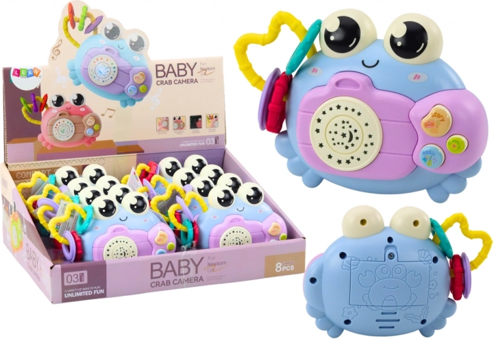 Crab camera rattle projector sounds battery blue