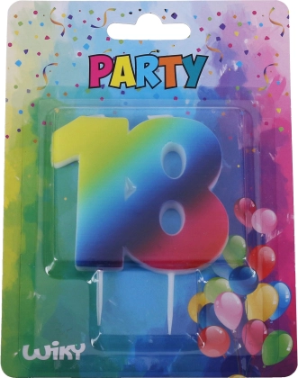 Rainbow Birthday Candle Number 18