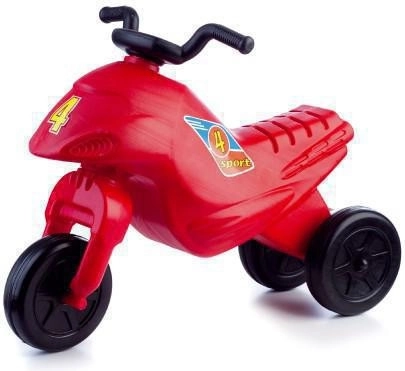 Bicicletta senza pedali SUPER BIKE rossa, 3 ruote, altezza 44 cm