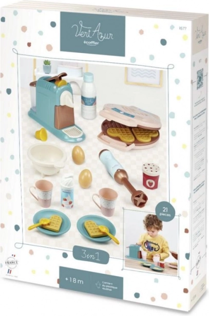 Ontbijtset 3-in-1 – koffiezetapparaat, wafelijzer en staafmixer voor kinderen