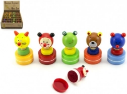 Wooden Round Stamp for Kids, 6 cm – Animals, Assorted Designs