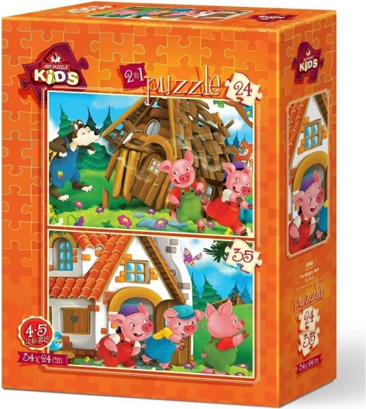 ART PUZZLE trije prašički – komplet 2 sestavljank (24 in 35 koščkov), 34 × 24 cm