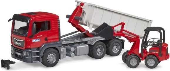Bruder MAN TGS Truck with Container and Schaeffer Hoflader Loader Toy Set