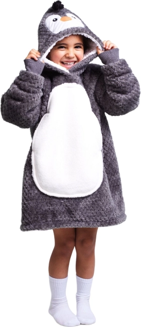 Warm TV Hoodie Blanket with Penguin Hood for Kids