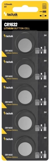 Pile bouton au lithium Technik Platinum CR1632 3 V – lot de 5 pièces