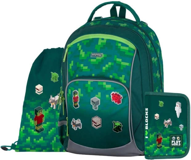 Set scolastico OXYBAG OXY GO Playworld – zaino, astuccio e sacca per ginnastica