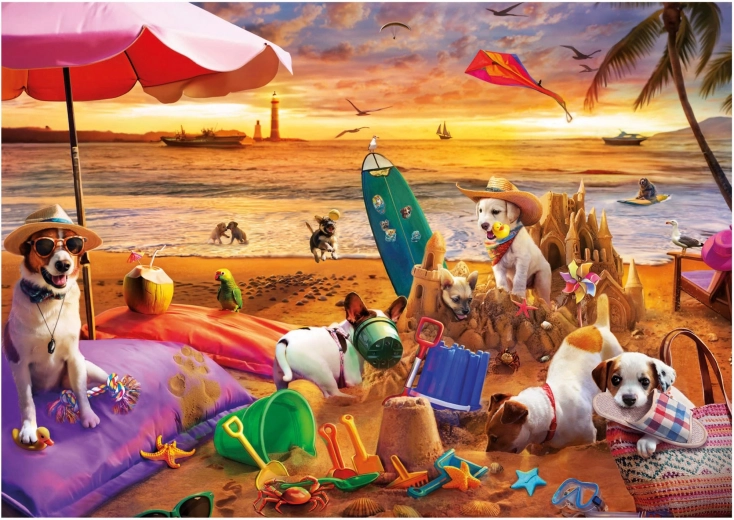Puzzle Educa Honden op het Strand 1000 Stukken
