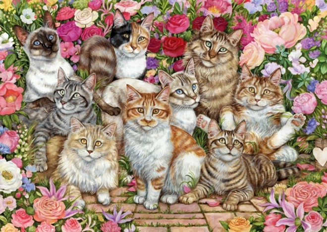 Puzzle FALCON Cats Among Flowers 1000 Pieces