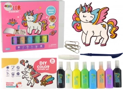 set of glass stickers Unicorn DIY 8 colors with glitter