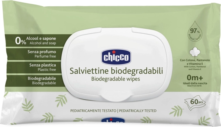 Chicco baby wet wipes without plastics 60 pcs