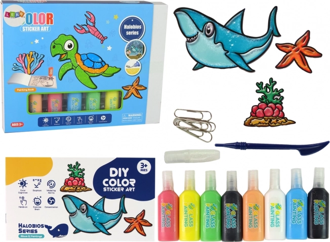 Raamstickers Zee Dieren Schildpad DIY 8 Kleuren Glitter