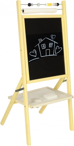 Lesena dvostranska magnetna tabla s kredno stranjo, abakusom in papirjem 46 × 43 × 89 cm