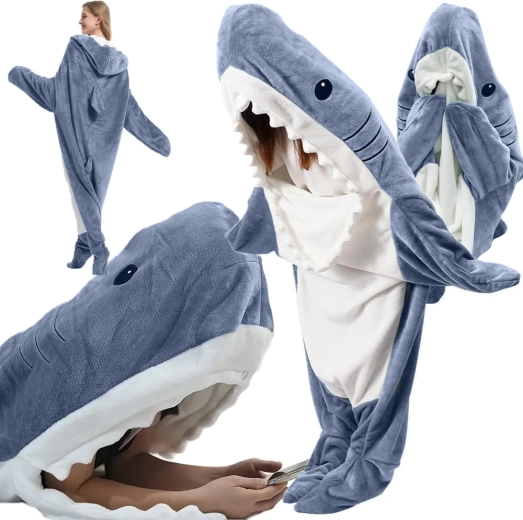 Soft warm jumpsuit / sleeping bag shark - size M