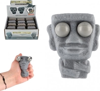 Stone Head stress-relief squeeze toy, silicone, 8 cm, 2 colors