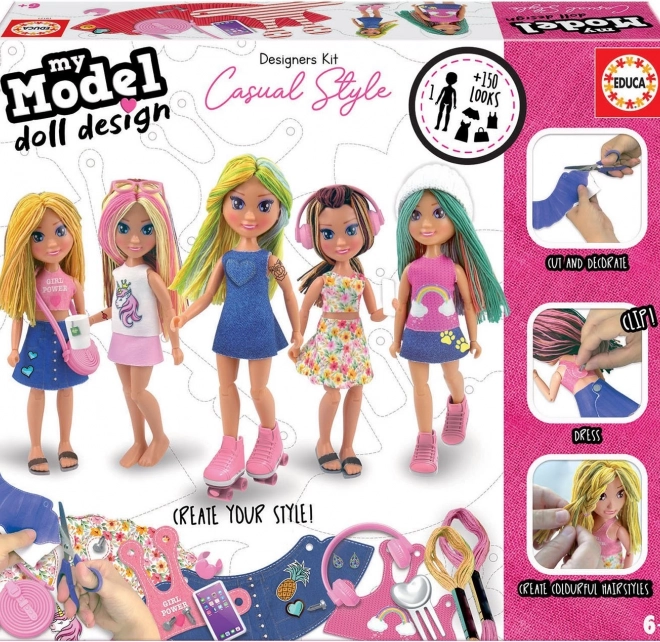 Ustvarjalni komplet EDUCA My Model Doll Design: ležeren slog