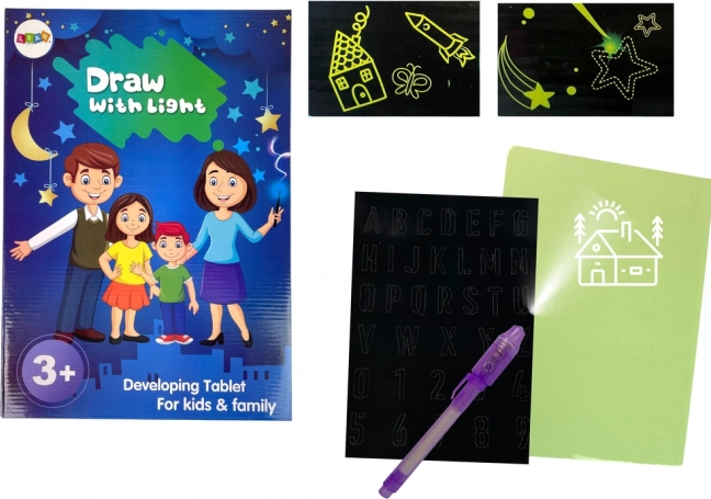 Tablette magique pour dessiner avec la lumière, graphiques et lettres