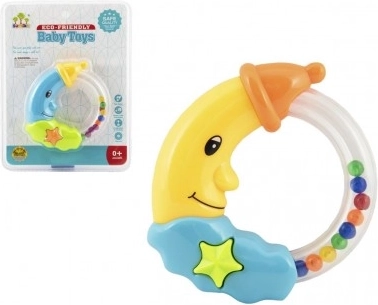Plastisk rangle Måne 11 cm, 2 farver