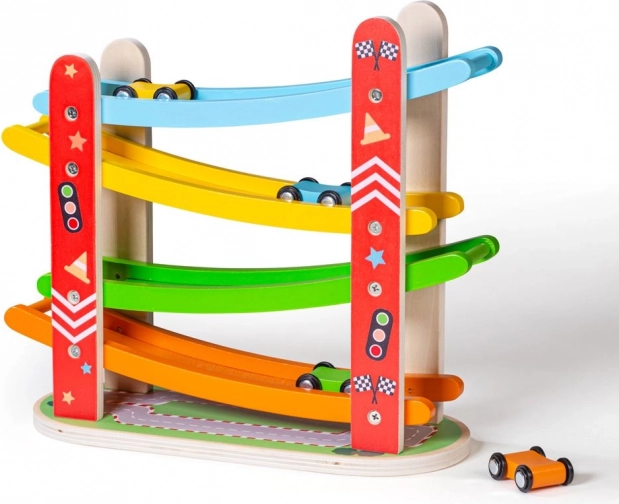Drewniany tor wyścigowy dla samochodów od Bigjigs Toys