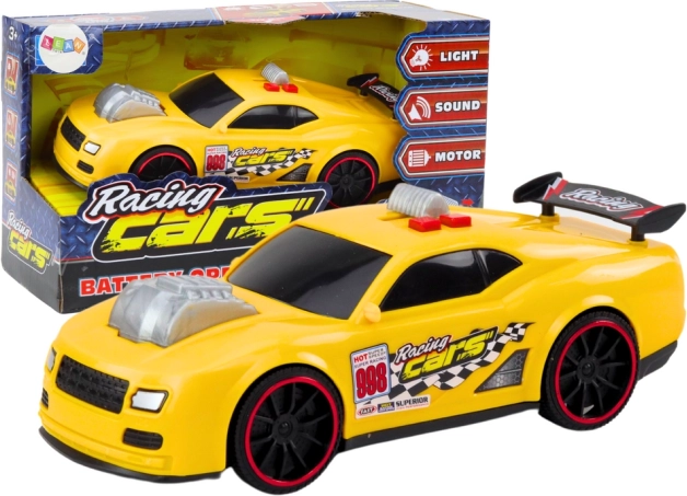 Voiture de course jaune avec lumières et sons