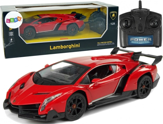 Racing Car R/C 1:24 Lamborghini Veneno Red with LED Lights