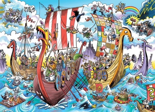 Puzzle DoodleTown: Vikingška ekspedicija 1000 kosov