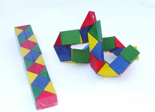 Houten puzzelslang kleurrijk