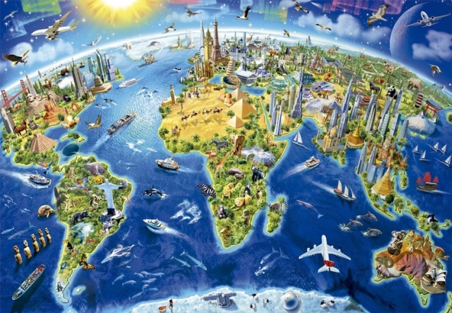 Educa puzzle mapa se světovými památkami 2000 dílků