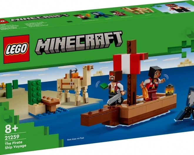 LEGO Minecraft pirátská plavba – pirátská loď se zvířaty a piráty (8+)