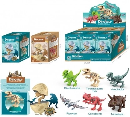 Schroefbare dinosaurus in een ei – kunststof bouwset 13 cm, 2 soorten