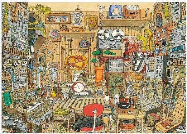Puzzel Gek muziekstudio van Mattias Adolfsson, 1000 stukjes