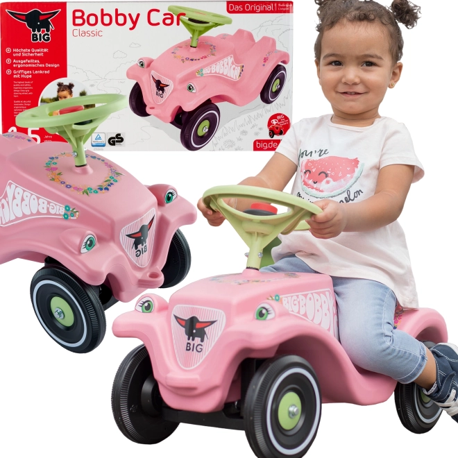 Løbecykel BIG Bobby Car Classic Flower lyserød