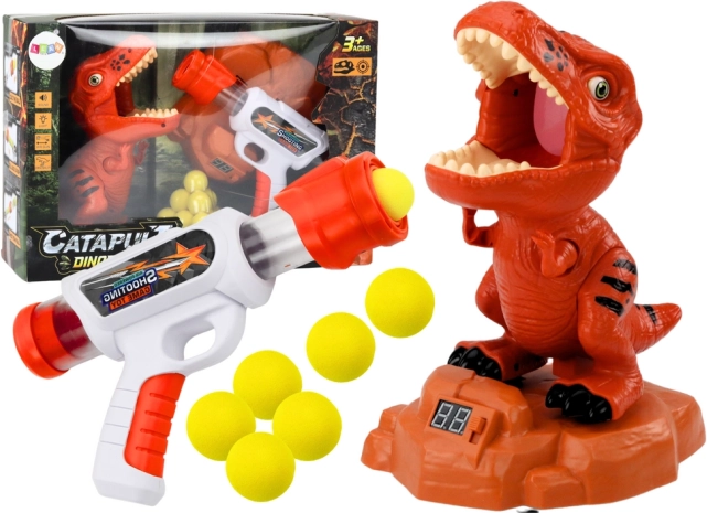 Zábavná hra na střílení dinosaurů s pěnovými míčky