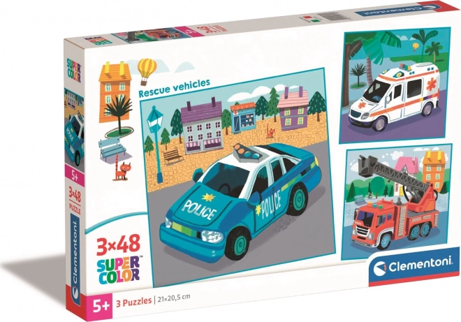 CLEMENTONI puzzle 3×48 pièces – véhicules de secours