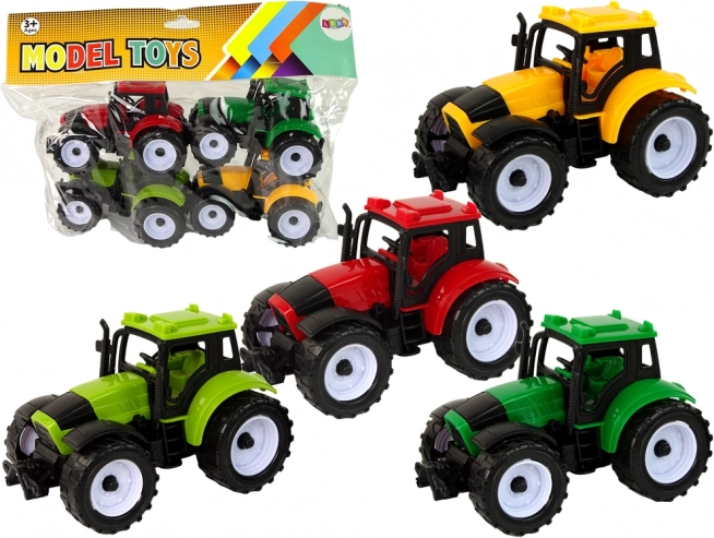 Ensemble coloré de tracteurs agricoles - 4 pièces