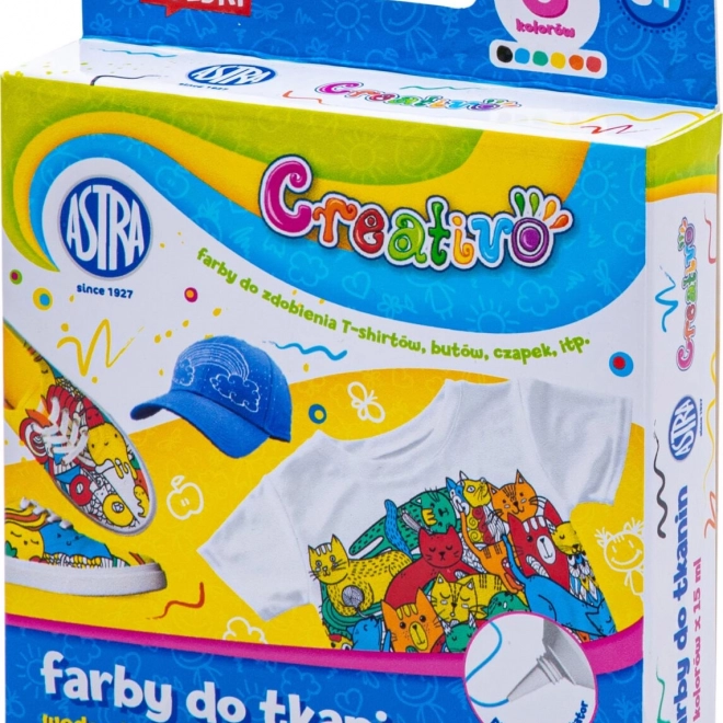 ASTRA CREATIVO tekstilfarver 6×15 ml