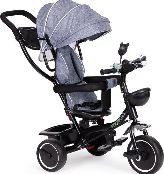 Kinderdreirad mit drehbarem Sitz und Verdeck ECOTOYS grau