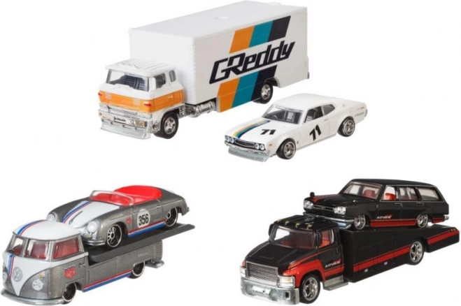 Hot Wheels Sattelschlepper und Rennwagen
