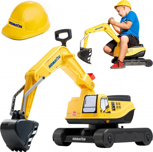 rijdende graafmachine KOMATSU met draaibare cabine en helm