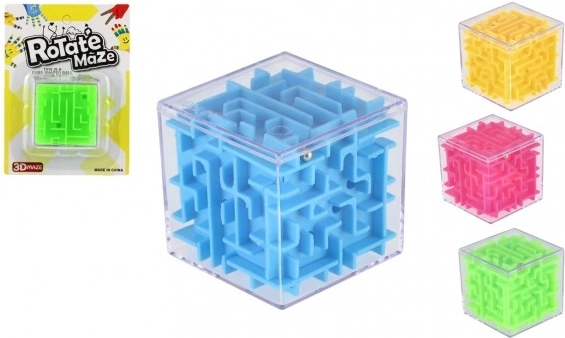 Műanyag 3D labirintus kocka 5 × 5 cm – zsebes fejtörő gyerekeknek és felnőtteknek