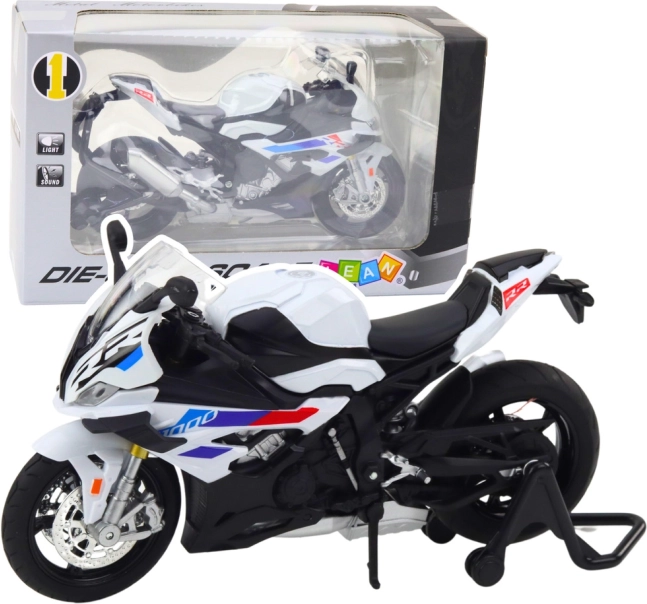 Sporty Metal Motorcycle Model 1:12 White