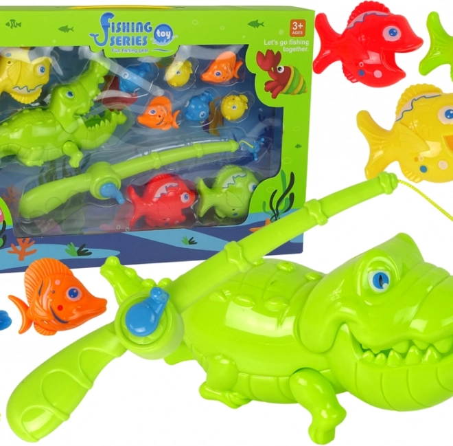 Jeu d'adresse : Ensemble de pêche avec canne, crocodile et poissons