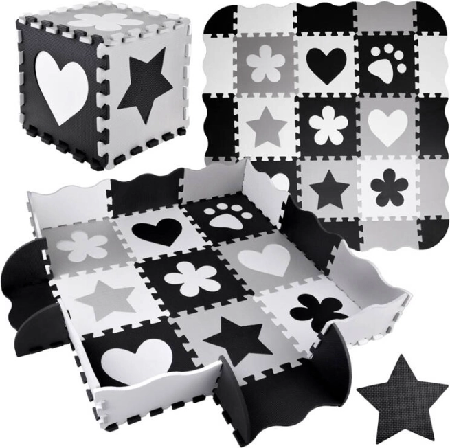 penové puzzle – kontrastná detská podložka tvary 120 × 120 cm