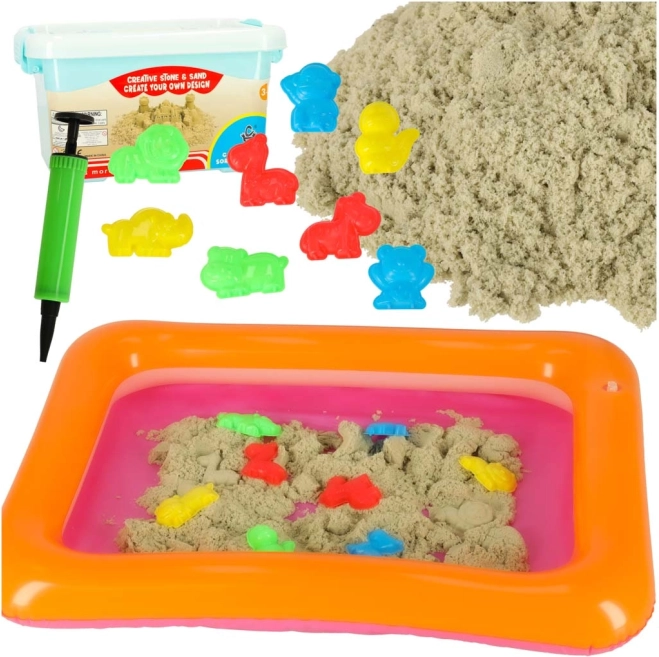 Kinetisch zand beige 1 kg met vormpjes – Beige