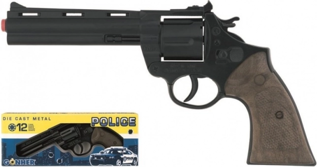 Kovový policajný revolver na 12 nábojov
