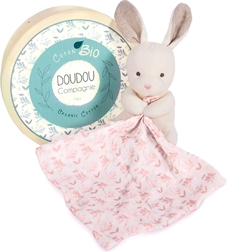 Doudou geschenkset - Pluchen konijntje met roze deken van BIO katoen