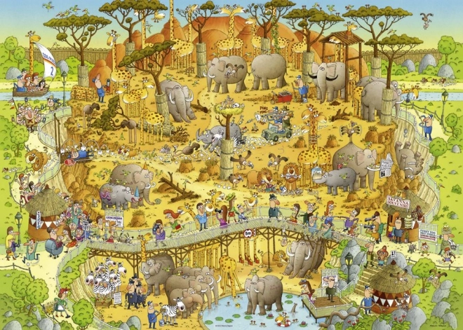 HEYE Puzzel Gekke DIERENTUIN: Afrikaanse expositie 1000 stukjes