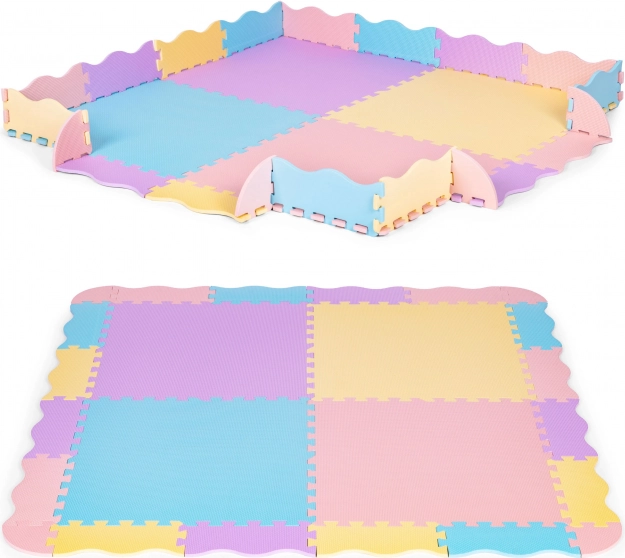 Penasta igralna podloga puzzle z ograjico 141,5 × 141,5 cm, 24 kosov IPLAY