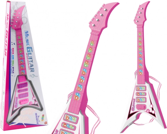 Električna gitara za djecu s LED svjetlima i melodijama – ružičasta